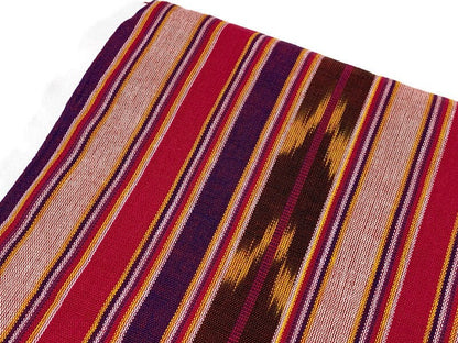 Guatemalan Fabric by the YARD. Handwoven Bright Pink/Purple/Gold/Brown Striped Ikat Mayan Fabric. 100% Cotton for Home Décor, Apparel.