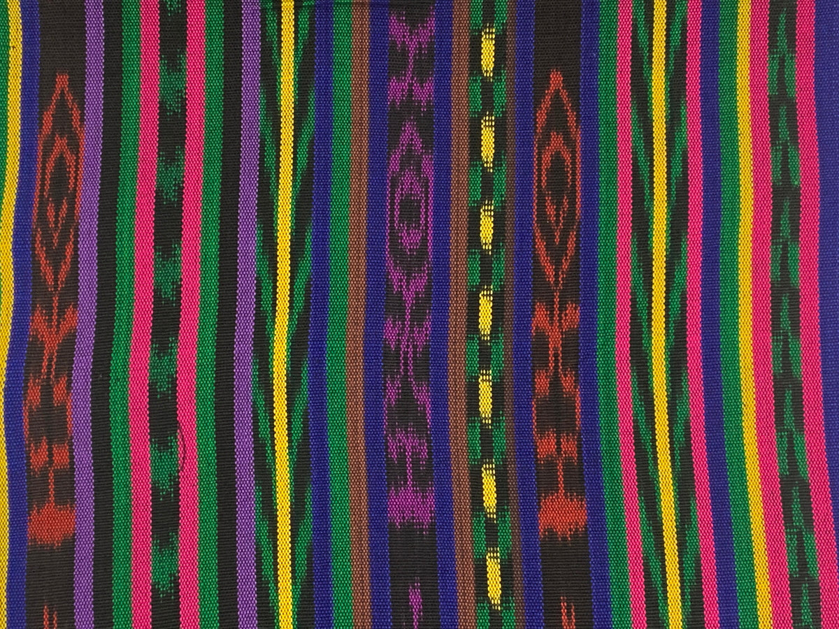 Purple & Primary Color Ikat Striped Guatemalan Fabric by the YARD. Handwoven Fair Trade Mayan Fabric. Ethnic Fabric for Home Décor 36" wide