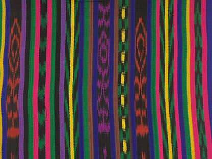 Purple & Primary Color Ikat Striped Guatemalan Fabric by the YARD. Handwoven Fair Trade Mayan Fabric. Ethnic Fabric for Home Décor 36" wide