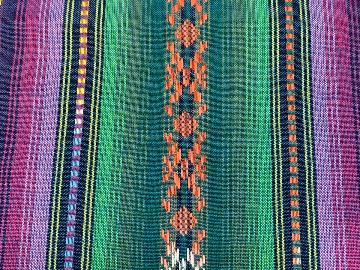 Purple & Green Southwest Style Stripes. Woven Home Décor Fabric by the Yard. 100% Dobby Cotton One Side Finished. For Home Décor, Apparel.