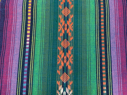 Purple & Green Southwest Style Stripes. Woven Home Décor Fabric by the Yard. 100% Dobby Cotton One Side Finished. For Home Décor, Apparel.