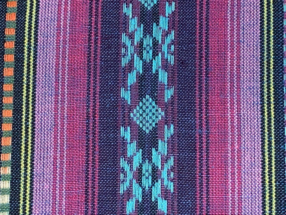 Purple & Green Southwest Style Stripes. Woven Home Décor Fabric by the Yard. 100% Dobby Cotton One Side Finished. For Home Décor, Apparel.