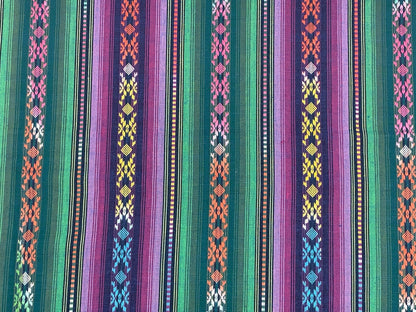 Purple & Green Southwest Style Stripes. Woven Home Décor Fabric by the Yard. 100% Dobby Cotton One Side Finished. For Home Décor, Apparel.
