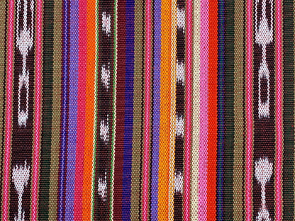 Southwest Style Sunset Shades Ikat Striped Guatemalan Fabric by the YARD. Handwoven Fair Trade Mayan. Medium Weight for Home Décor 36" wide.