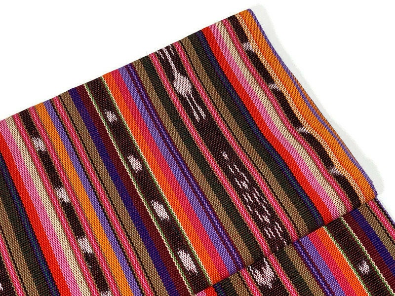 Southwest Style Sunset Shades Ikat Striped Guatemalan Fabric by the YARD. Handwoven Fair Trade Mayan. Medium Weight for Home Décor 36" wide.