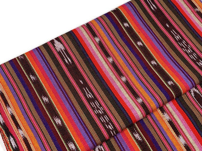 Southwest Style Sunset Shades Ikat Striped Guatemalan Fabric by the YARD. Handwoven Fair Trade Mayan. Medium Weight for Home Décor 36" wide.