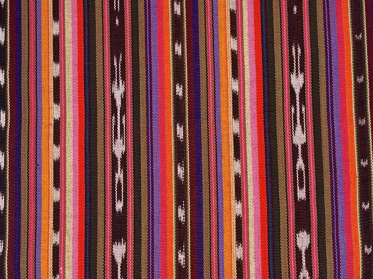 Southwest Style Sunset Shades Ikat Striped Guatemalan Fabric by the YARD. Handwoven Fair Trade Mayan. Medium Weight for Home Décor 36" wide.