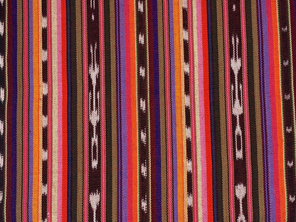 Southwest Style Sunset Shades Ikat Striped Guatemalan Fabric by the YARD. Handwoven Fair Trade Mayan. Medium Weight for Home Décor 36" wide.