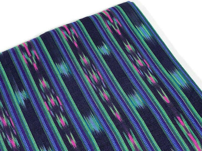 Black & Teal Ikat Striped Guatemalan Fabric by the YARD. Blue/Green/Pink/Purple Handwoven Mayan Fabric. Light Weight Home Décor 36" wide.