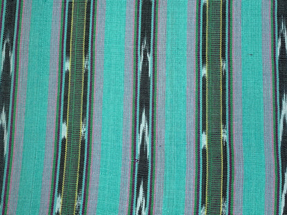 Mint Green & Pink Ikat Striped Guatemalan Fabric by the YARD. Handwoven Mayan Fabric. 100% Cotton Light Weight for Home Décor 36" wide.