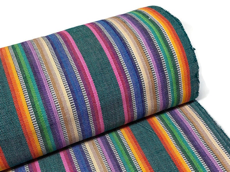 Pastel Rainbow Ikat Striped Guatemalan Fabric by the YARD. Easter Egg Candy Colors. Handwoven Mayan Fabric. Medium Weight for Home Décor.