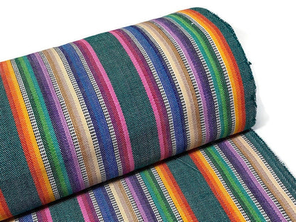 Pastel Rainbow Ikat Striped Guatemalan Fabric by the YARD. Easter Egg Candy Colors. Handwoven Mayan Fabric. Medium Weight for Home Décor.