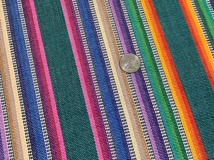 Pastel Rainbow Ikat Striped Guatemalan Fabric by the YARD. Easter Egg Candy Colors. Handwoven Mayan Fabric. Medium Weight for Home Décor.