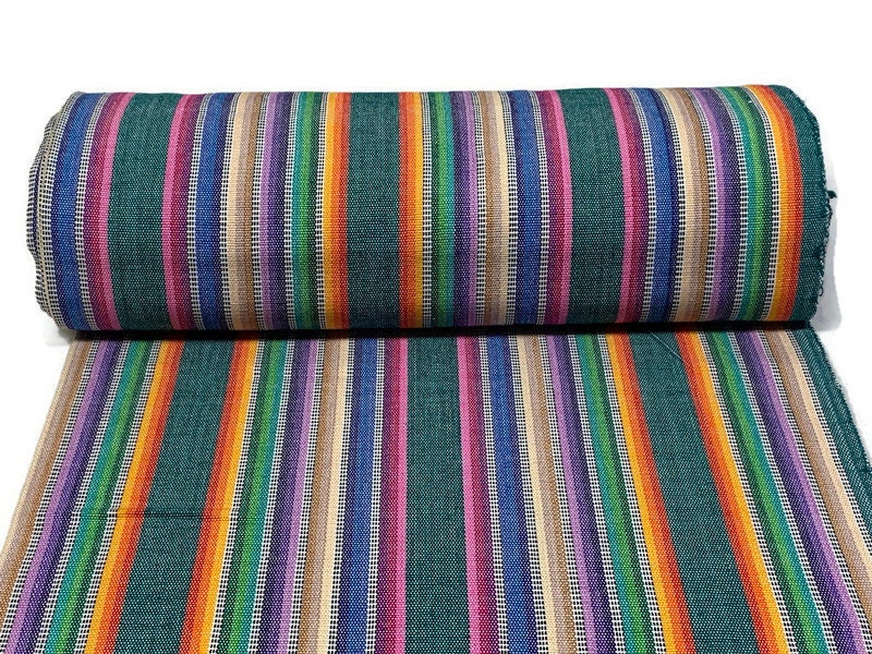 Pastel Rainbow Ikat Striped Guatemalan Fabric by the YARD. Easter Egg Candy Colors. Handwoven Mayan Fabric. Medium Weight for Home Décor.