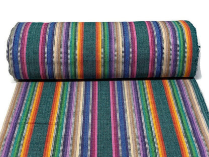 Pastel Rainbow Ikat Striped Guatemalan Fabric by the YARD. Easter Egg Candy Colors. Handwoven Mayan Fabric. Medium Weight for Home Décor.
