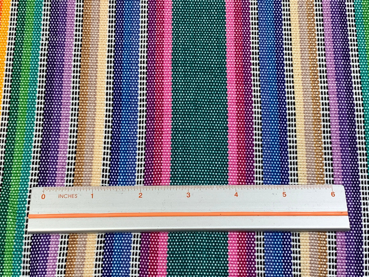 Pastel Rainbow Ikat Striped Guatemalan Fabric by the YARD. Easter Egg Candy Colors. Handwoven Mayan Fabric. Medium Weight for Home Décor.