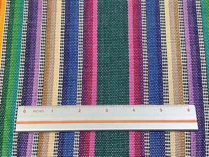 Pastel Rainbow Ikat Striped Guatemalan Fabric by the YARD. Easter Egg Candy Colors. Handwoven Mayan Fabric. Medium Weight for Home Décor.