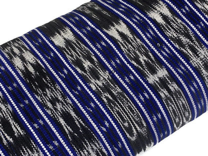 Guatemalan Fabric by the YARD. Handwoven Fair Trade Mayan Fabric. Medium Weight Fine Weave for Home Décor or Apparel. Blue Black White Ikat.