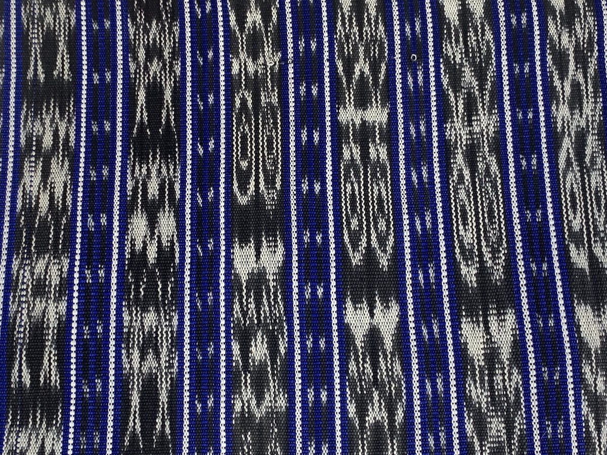 Guatemalan Fabric by the YARD. Handwoven Fair Trade Mayan Fabric. Medium Weight Fine Weave for Home Décor or Apparel. Blue Black White Ikat.