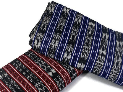 Guatemalan Fabric by the YARD. Handwoven Fair Trade Mayan Fabric. Medium Weight Fine Weave for Home Décor or Apparel. Blue Black White Ikat.