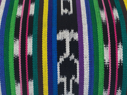 Black & White Ikat with Assorted Colors Guatemalan Fabric by the YARD. Handwoven Fair Trade Ethnic Mayan Cotton for Home Décor 36" wide.