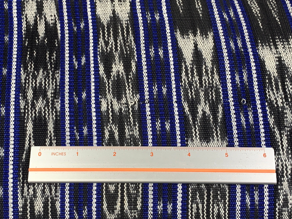 Guatemalan Fabric by the YARD. Handwoven Fair Trade Mayan Fabric. Medium Weight Fine Weave for Home Décor or Apparel. Blue Black White Ikat.