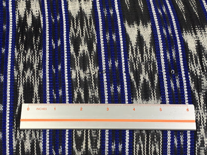 Guatemalan Fabric by the YARD. Handwoven Fair Trade Mayan Fabric. Medium Weight Fine Weave for Home Décor or Apparel. Blue Black White Ikat.