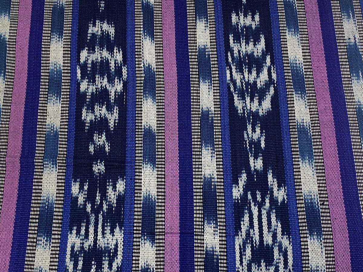 Navy Blue, Purple, Lavender Ikat Striped Guatemalan Fabric by the YARD. Handwoven Fair Trade Ethnic Mayan Fabric for Home Décor. 36" wide.