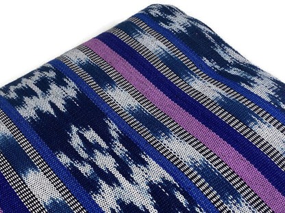 Navy Blue, Purple, Lavender Ikat Striped Guatemalan Fabric by the YARD. Handwoven Fair Trade Ethnic Mayan Fabric for Home Décor. 36" wide.