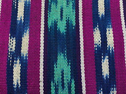Guatemalan Fabric by the YARD. Magenta, Teal, Navy Blue Ikat Wide Striped Handwoven Fair Trade Mayan 100% Cotton for Home Décor 36" wide
