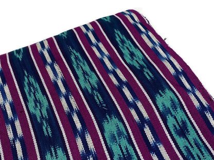 Guatemalan Fabric by the YARD. Magenta, Teal, Navy Blue Ikat Wide Striped Handwoven Fair Trade Mayan 100% Cotton for Home Décor 36" wide