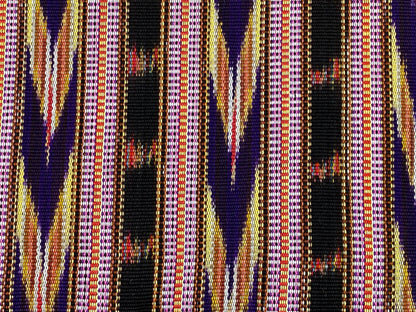 Guatemalan Ikat Fabric by the YARD. Handwoven Fair Trade Mayan Fabric. Heavy Woven Fabric for Home Décor. Dark Purple, Yellow, Black Stripes