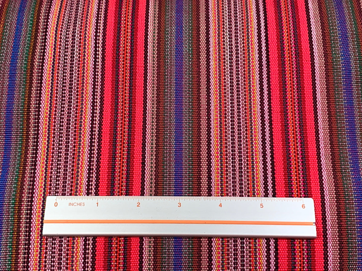 Guatemalan Mini Striped Ikat Fabric by the YARD. Medium Weight. Hot Pink & Assorted Colors Handwoven Mayan Fabric for Home Décor. 36" wide.