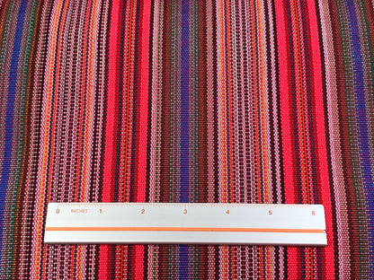 Guatemalan Mini Striped Ikat Fabric by the YARD. Medium Weight. Hot Pink & Assorted Colors Handwoven Mayan Fabric for Home Décor. 36" wide.