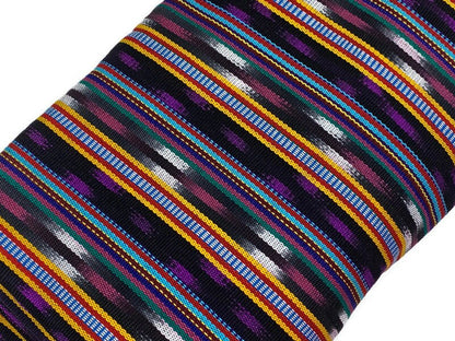 Guatemalan Traditional Ikat Fabric by the YARD. Medium Weight. Purple & Black Handwoven Mayan Fabric for Apparrel, Home Décor. 36" wide.