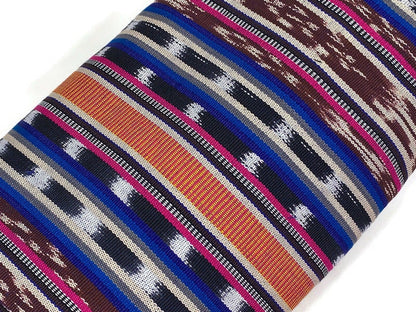 Guatemalan Traditional Ikat Fabric by the YARD. Medium Weight. Royal Blue & Magenta Handwoven Mayan Fabric for Apparrel, Décor. 36" wide.
