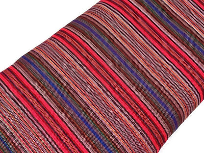 Guatemalan Mini Striped Ikat Fabric by the YARD. Medium Weight. Hot Pink & Assorted Colors Handwoven Mayan Fabric for Home Décor. 36" wide.
