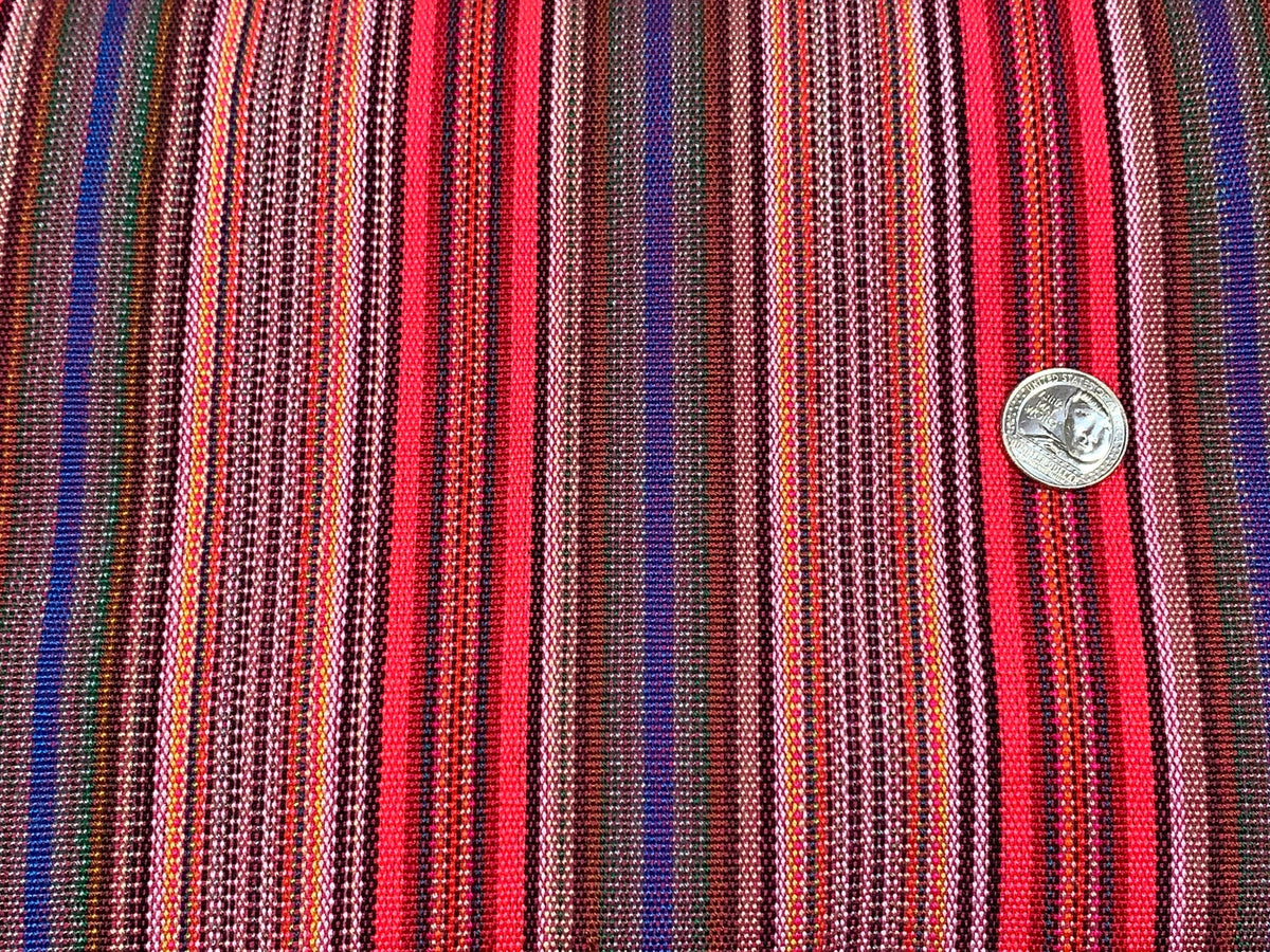 Guatemalan Mini Striped Ikat Fabric by the YARD. Medium Weight. Hot Pink & Assorted Colors Handwoven Mayan Fabric for Home Décor. 36" wide.