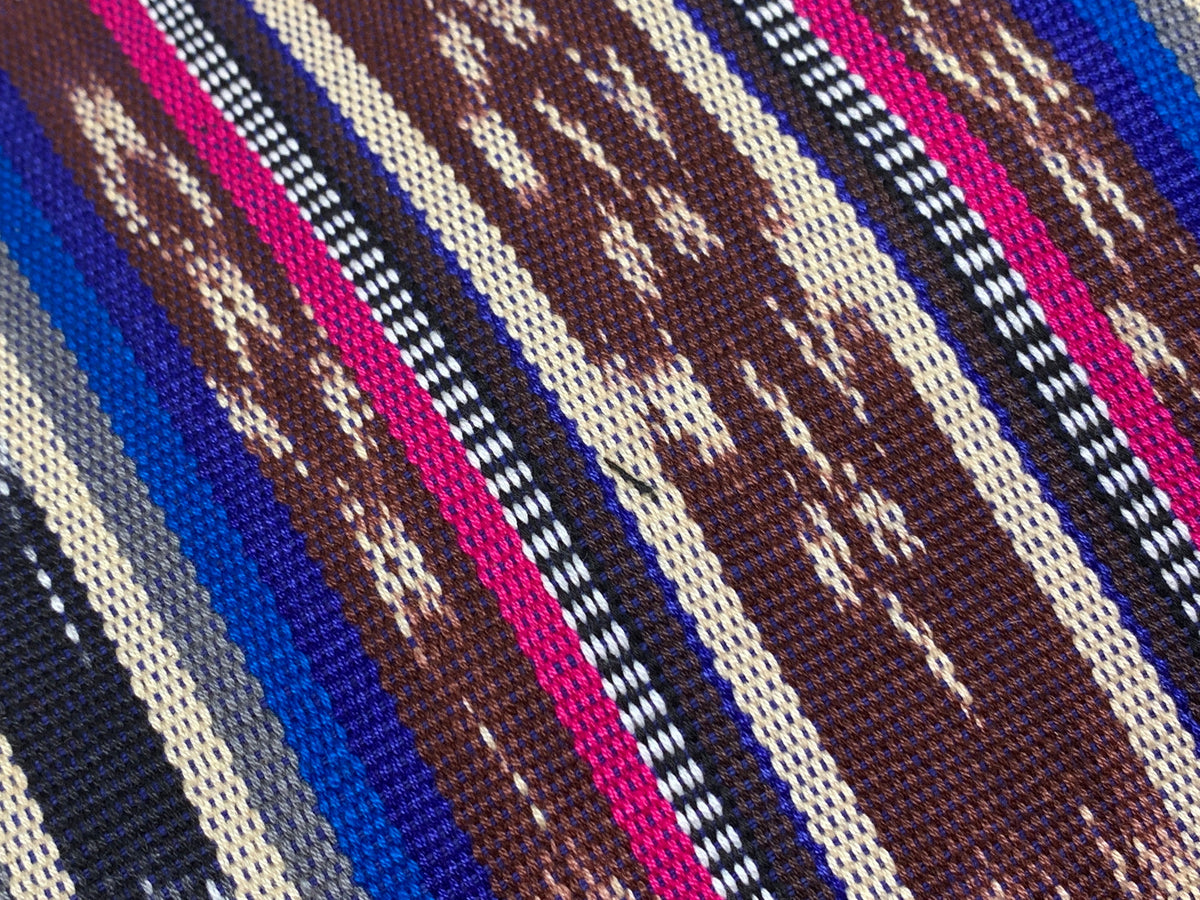 Guatemalan Traditional Ikat Fabric by the YARD. Medium Weight. Royal Blue & Magenta Handwoven Mayan Fabric for Apparrel, Décor. 36" wide.