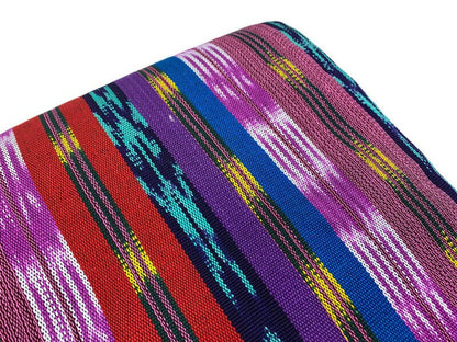 Guatemalan Traditional Ikat Fabric by the YARD. Medium Weight. Turquoise, Purple, Red Handwoven Mayan Fabric for Apparrel, Décor. 36" wide.