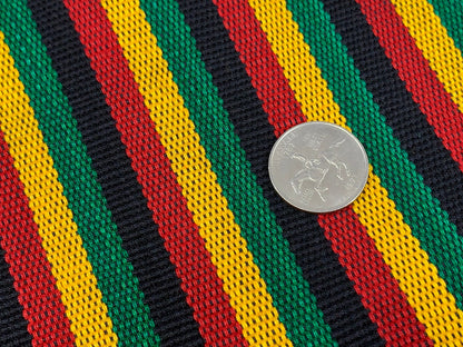 Guatemalan Fabric by the YARD. Rasta Color Ikat Stripes Red/Yellow/Green/Black. 100% Cotton Fair Trade Mayan Fabric for Home Decor, Apparel