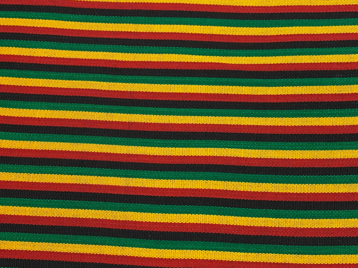 Guatemalan Fabric by the YARD. Rasta Color Ikat Stripes Red/Yellow/Green/Black. 100% Cotton Fair Trade Mayan Fabric for Home Decor, Apparel