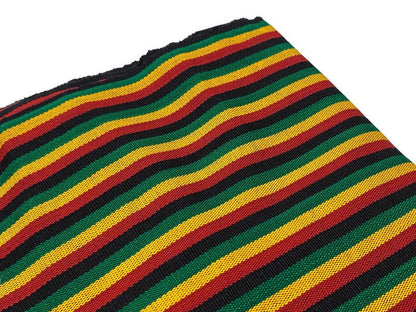 Guatemalan Fabric by the YARD. Rasta Color Ikat Stripes Red/Yellow/Green/Black. 100% Cotton Fair Trade Mayan Fabric for Home Decor, Apparel