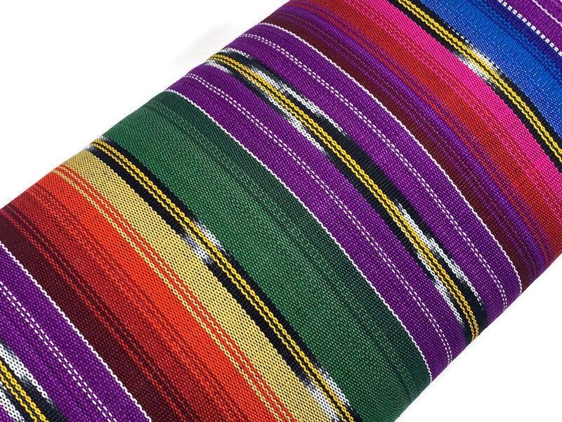 Guatemalan Ikat Fabric by the YARD. Purple Southwest Style Ikat Striped. Handwoven Fair Trade Mayan Ethnic Fabric for Home Décor. 36" wide.