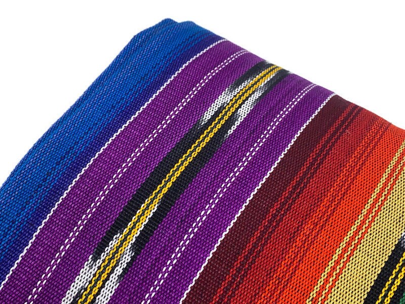 Guatemalan Ikat Fabric by the YARD. Purple Southwest Style Ikat Striped. Handwoven Fair Trade Mayan Ethnic Fabric for Home Décor. 36" wide.