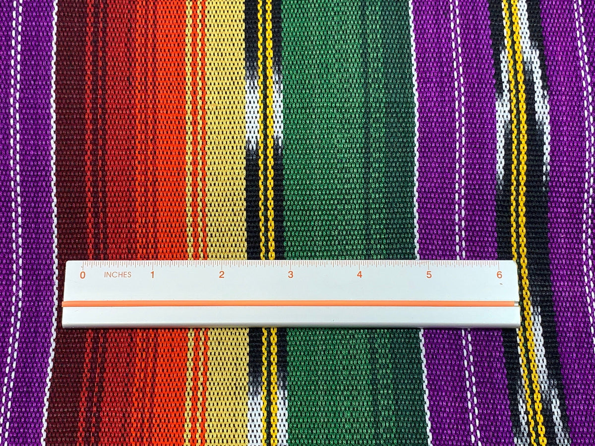 Guatemalan Ikat Fabric by the YARD. Purple Southwest Style Ikat Striped. Handwoven Fair Trade Mayan Ethnic Fabric for Home Décor. 36" wide.