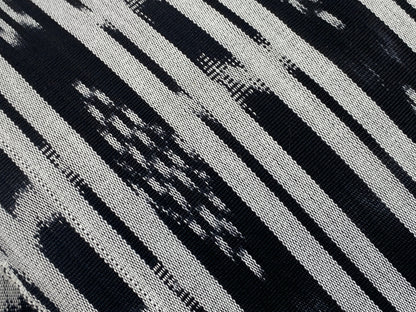 Guatemalan Ikat Fabric by the YARD. Black & Silver/Pale Gray Striped Handwoven Mayan Textile for Home Décor, Apparel. 100% Cotton Med Weight