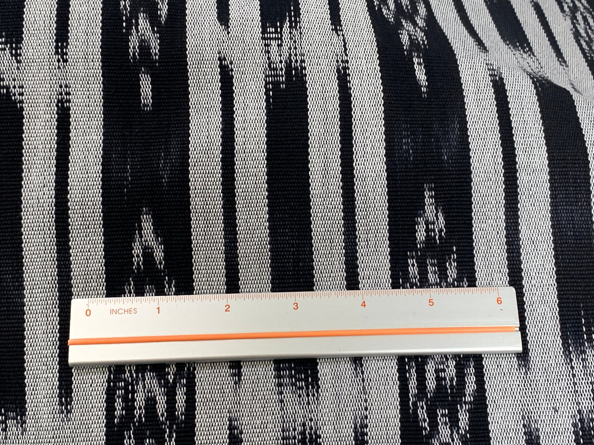 Guatemalan Ikat Fabric by the YARD. Black & Silver/Pale Gray Striped Handwoven Mayan Textile for Home Décor, Apparel. 100% Cotton Med Weight