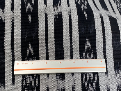 Guatemalan Ikat Fabric by the YARD. Black & Silver/Pale Gray Striped Handwoven Mayan Textile for Home Décor, Apparel. 100% Cotton Med Weight