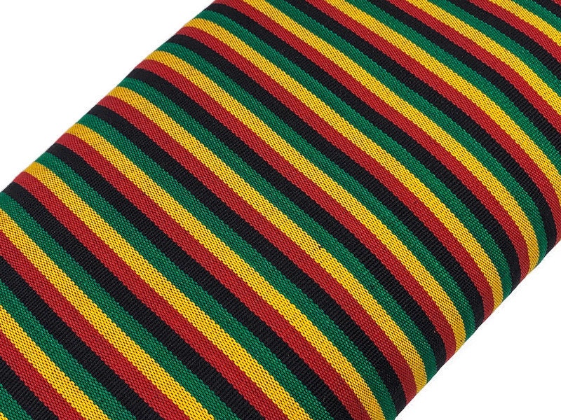 Guatemalan Fabric by the YARD. Rasta Color Ikat Stripes Red/Yellow/Green/Black. 100% Cotton Fair Trade Mayan Fabric for Home Decor, Apparel
